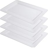 ZAROCRUS Melamine Beaded Serving Platters for Appetizer, Veggie, Charcuterie,Dessert, Set of 4, White Serving Trays for Party & Entertaining, Large Unbreakable Rectangular Party Platters, Dishes