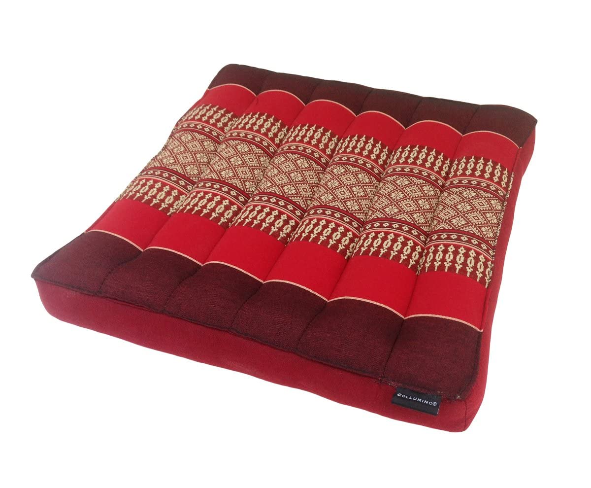 Collumino Traditional Thai Kapok Seat Cushion Size 40 x 40cm for Yoga or Relaxation (Red, Maroon) — image 1