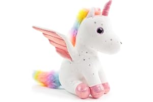 Sew Butiful 8" Unicorn Stuffed Animal - Cute Plush Toy Gift for 3-8 Years Old Girls, Soft Birthday Present for Baby, Toddler, Kids, Decor (White)