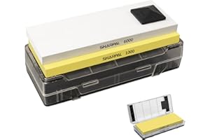 SHARPAL 140H 2PC Soak-Free Whetstone Knife Sharpener Stone Set with Nonslip Storage Base & Angle Guide, Dual Grit 1000/6000 f