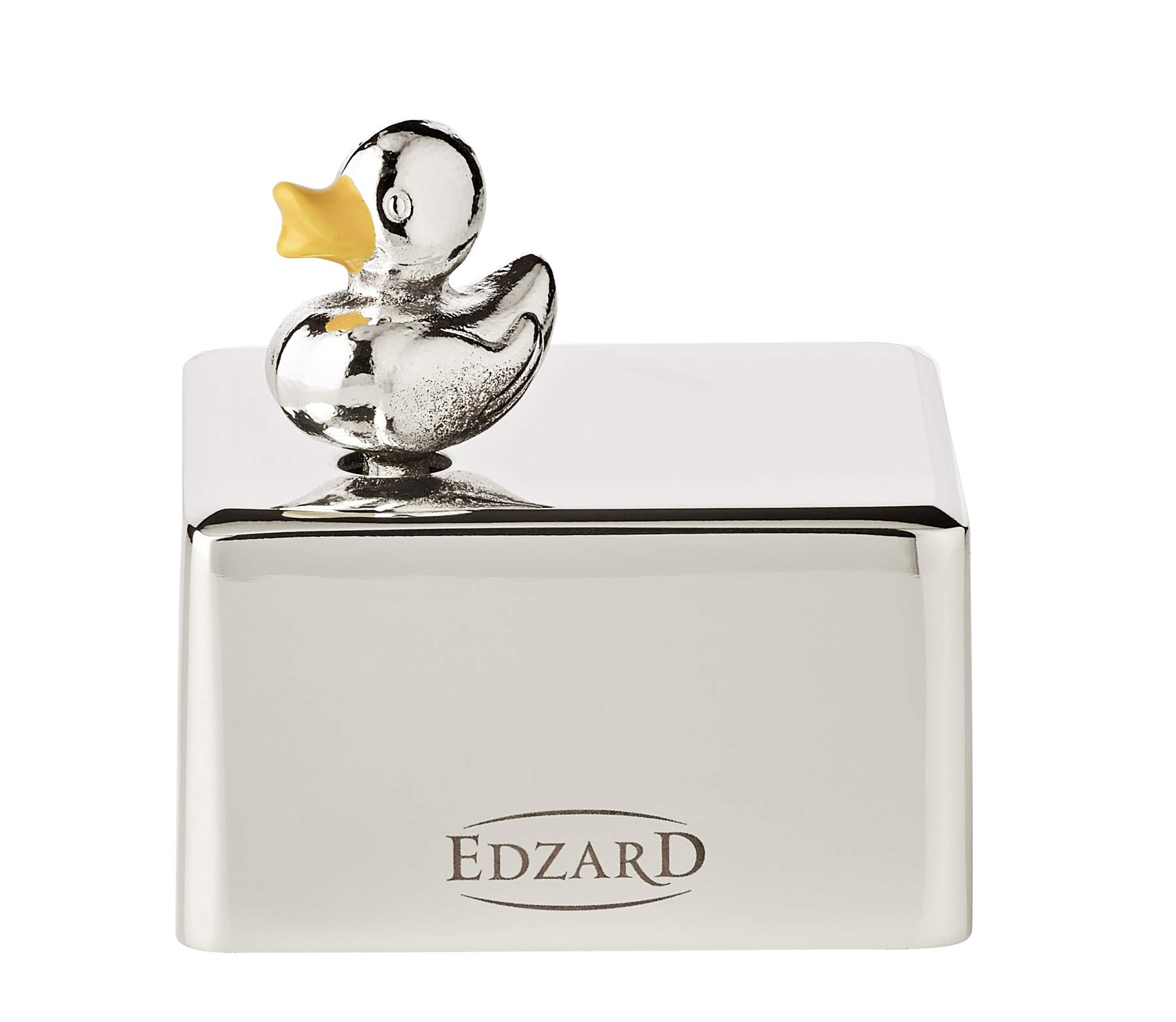 Edzard music box duck, silver plated and tarnish protected, approx. 2,0 x 2,4 in, melody good evening good night