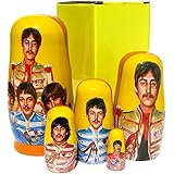 Great Russian Gifts The Beatles Group Collectible Memorbilia 5 Piece Stacking Nesting Doll Set 5.75 Inches Tall