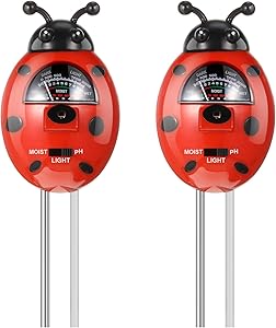 2 Pieces 3-in-1 Soil Tester Kits Plant Soil Moisture Tester Ladybug Soil PH Meter with Moisture, Light and PH Meter for Indoor Outdoor Home Garden Farm Lawn Plants, No Battery Needed