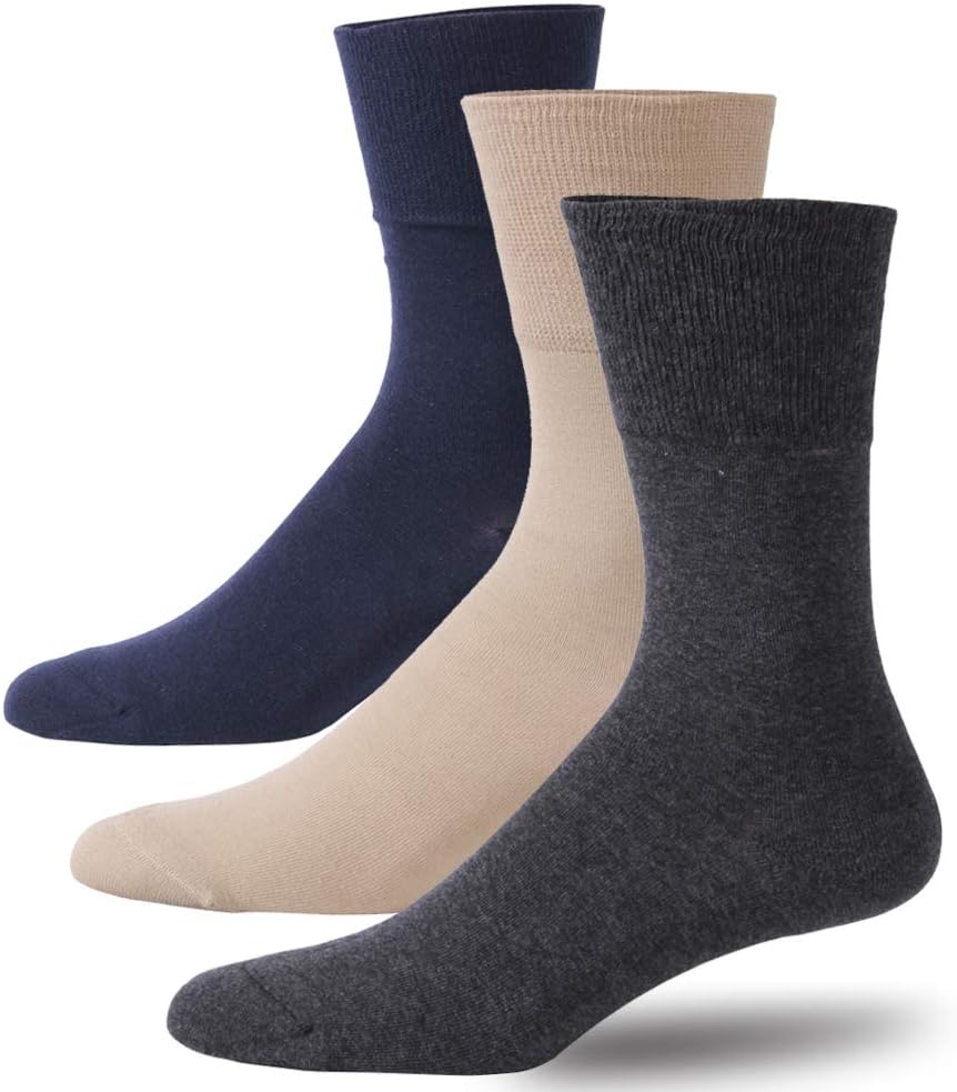 Calcetines De Algodón Para Diabéticos Mujer - Sin Elástico Ni Presión - 10 Pares Multicolor Suaves Y Transpirables (Talla 39-42)