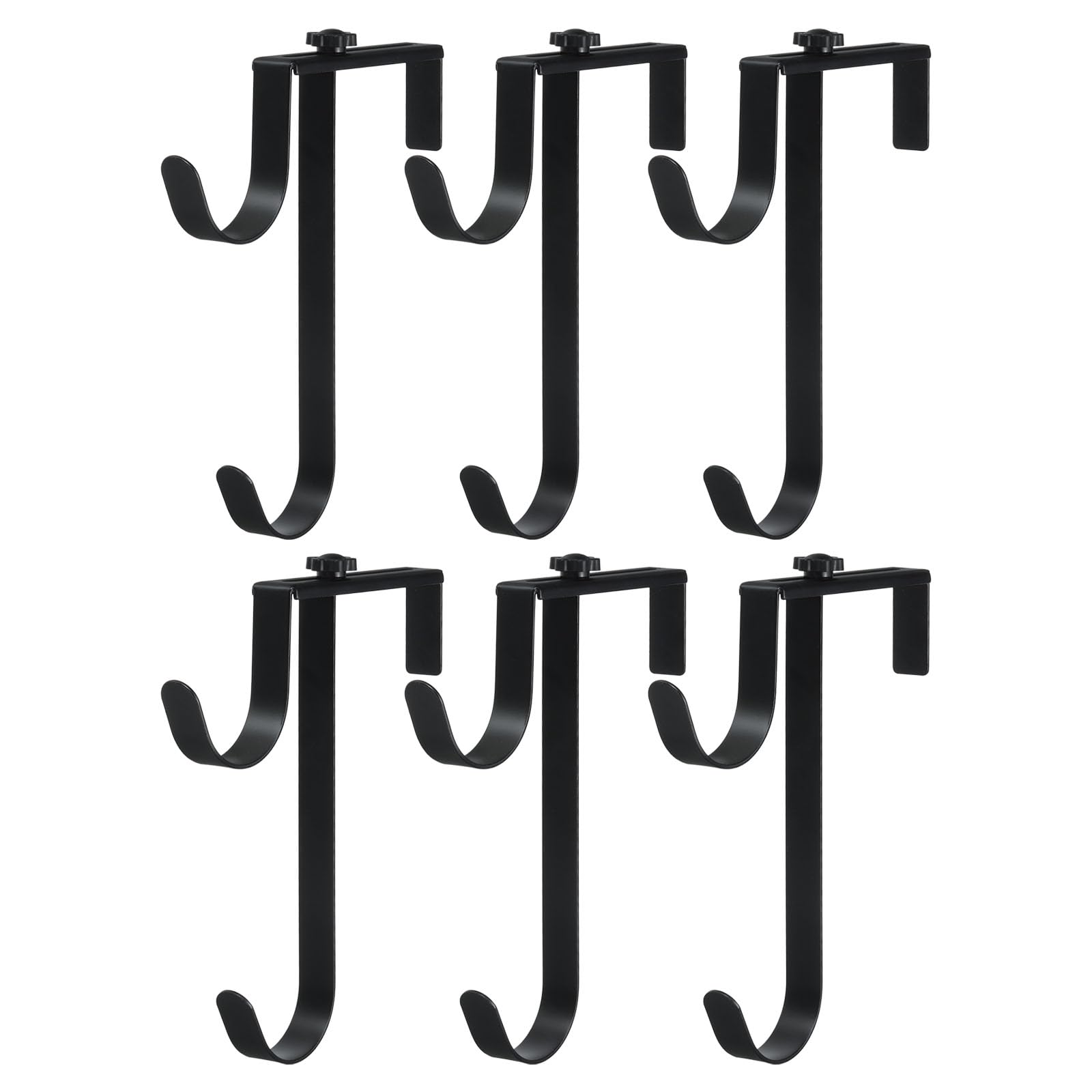 uxcell 6PCS Adjustable Pool Pole Hanger, Double Pool Hooks for Poles, Metal Pool Fence Hooks for Hanging Pool Equipment Hooks, Pool Pole Hooks for Pool Skimmer (Black)