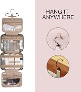 BAGSART Hanging Toiletry Bag Travel Large Wash Bag Peach Skin Polyester Lake view 3