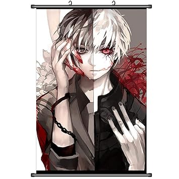 GMANKE Tokyo Ghoul Rollbild Home Decor Anime Wall Scroll Poster Stoffmalerei Poster,60X90cm