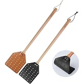 DEBETOOL 2 Pack Leather Fly Swatter for Indoors - 19.7" Wooden Long Handle | Heavy Duty Bug Swatter for Indoor &amp; Outdoor, Rustic Hanging Flyswatter with Rope