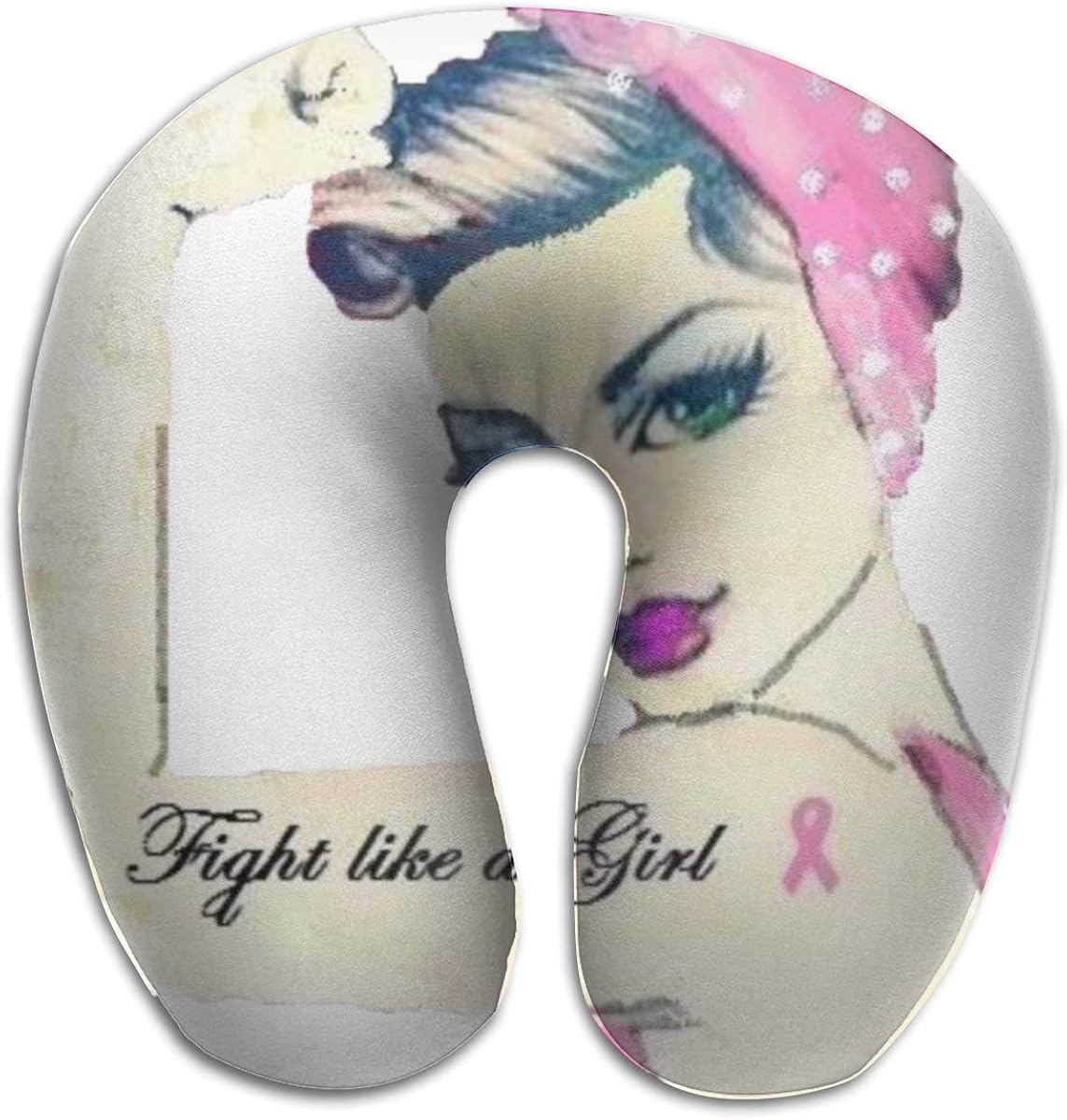 Pink Breast Cancer Awareness U Shaped Pillow Cool Travel Neck Pillow Neck Support