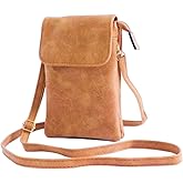 Tapp Collections Leather Small Crossbody Cell Phone Bag Wallet Purse With Adjustable Strap - Brown Matte