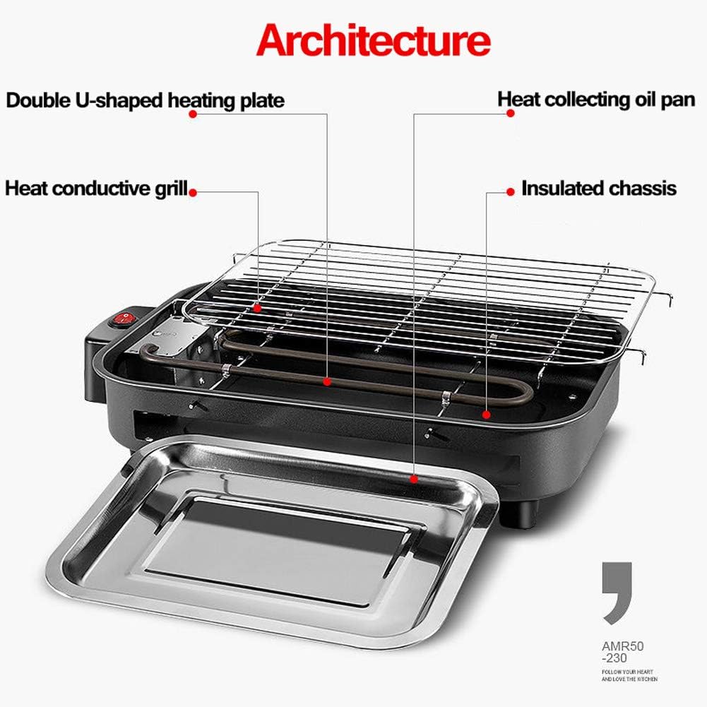 review Portable Barbecue Grill Electric Indoor Griddle Electric Smokeless, with Thermostat, Big Grill Net 14