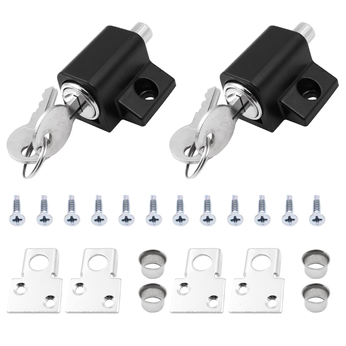 WANGCL 2Pcs Sliding Patio Lock Security Lock Bolt for Windows or Doors Universal Locks with Keys（Black）
