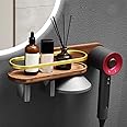 Hair Dryer Stand Holder for Dyson Supersonic, Magnetic Hair Dryer Display Rack Wood Bathroom Wall Mounted Organizer (C)