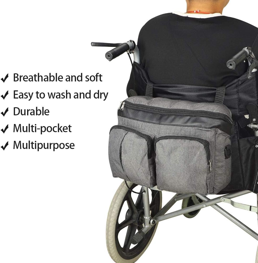 Wheelchair Backpack Bag Free Hands, Transport Chairs Side Organizer Storage Backpack Pouch Fits Walkers, Rollators，Scooters, Waterproof Walker Accessories Pouch: Health & Personal Care