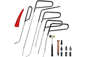 TUOSHUNGE Car Dent Repair Rods Kit, Paintless Rods Dent Removal Rods Tools Set for Car Auto Body Dent Removal, Stainless Steel Dent Rods Kit for Minor Hail Dents and Door Ding