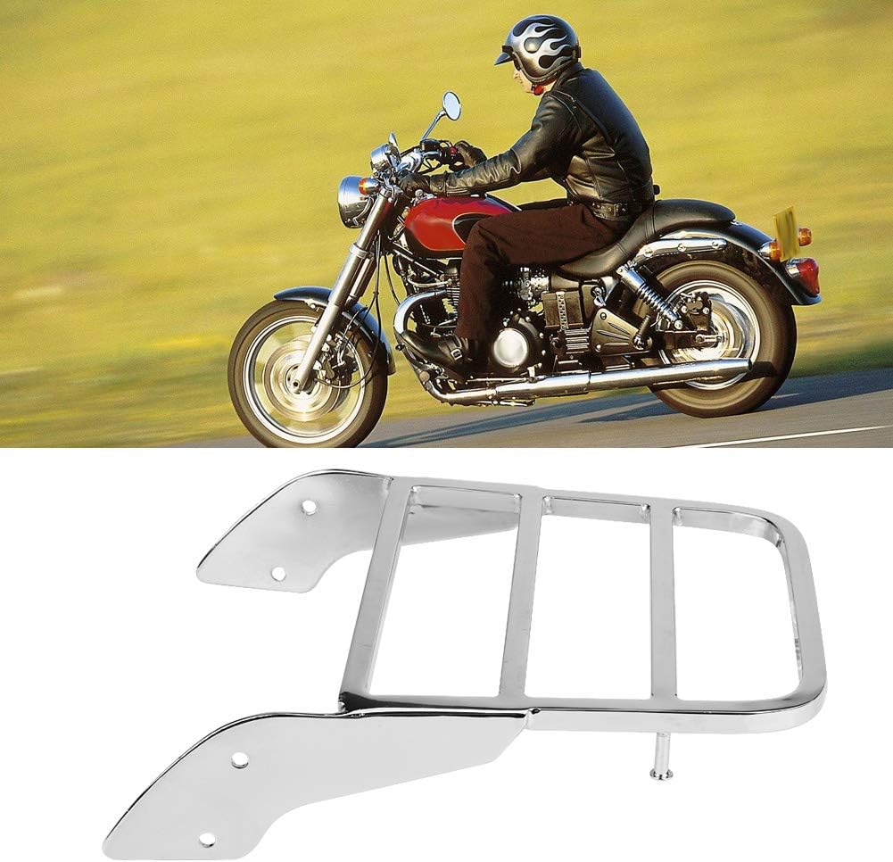 KIMISS Motorcycle Rear Luggage Rack,Metal Materials Motorcycle Rear Sissy Bar Luggage Rack Mounting Carrier Pak Pack for VT750 C2 1997-2003 Chrome Silver - Image 4
