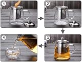 WBTY Glass Teapot Stainless Steel Infuser High Temp Resistant Loose Leaf Tea view 5