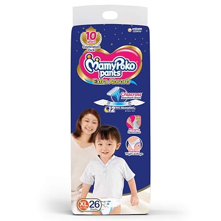 MamyPoko Extra Absorb Diaper Pants, Extra Large (Pack of 26)
