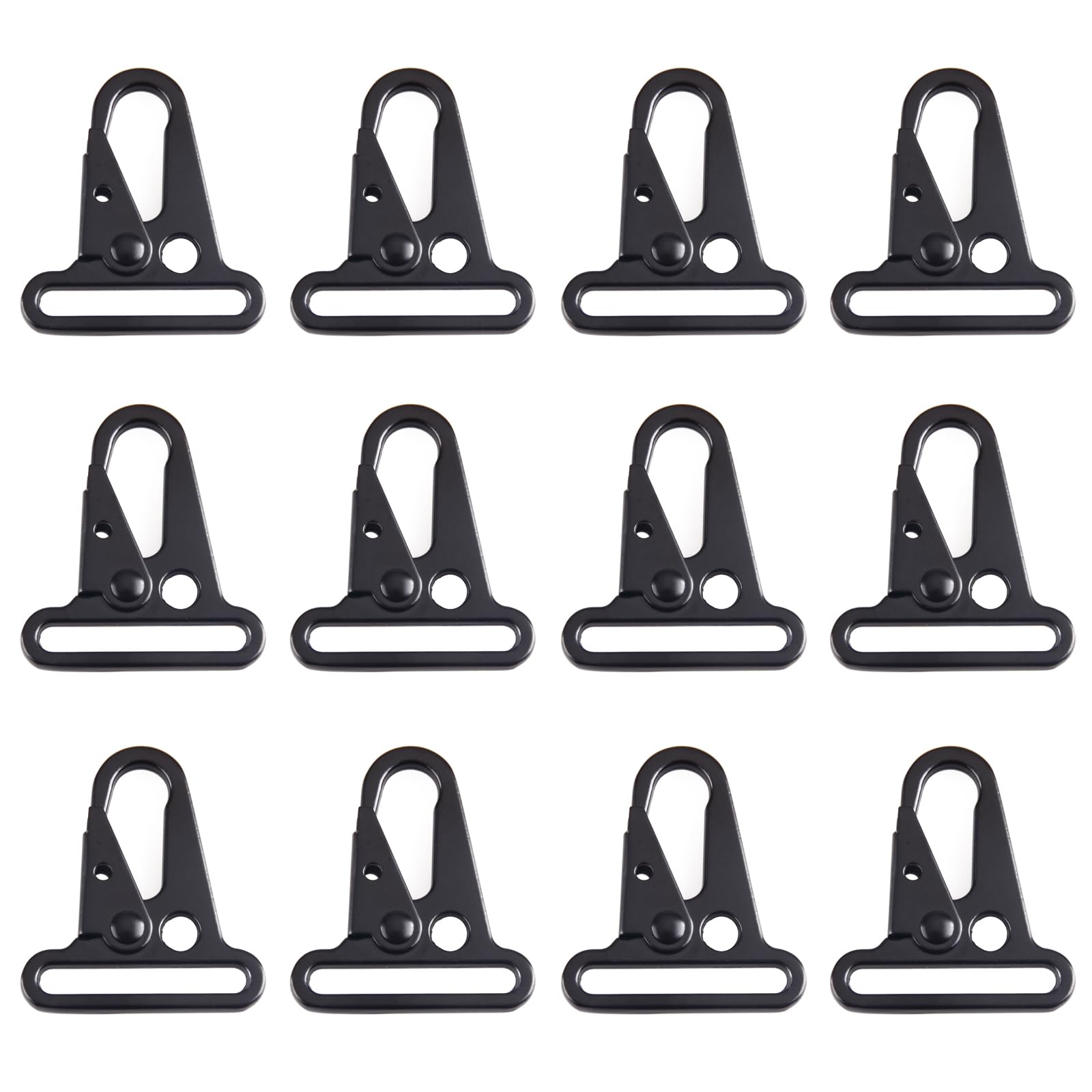 TRIWONDER Tactical Gear Clips Enlarged Mouth Clip Hooks Tactical Gear Carabiner Metal Keyring Buckle Hang Buckle Sling Clips for Backpack Outdoors Activity Daily Use (Black - 3.8cm - 12 Pcs)