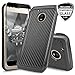 TJS for Motorola Moto E4 Case, [Full Coverage Tempered Glass Screen Protector] Dual Layer Hybrid Shockproof Drop Protection Impact Rugged Case Armor Cover Compatible Motorola Moto E4 (Black)