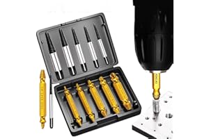 MUSIBO 12Pcs Damaged Screw Extractor - Remover for Stripped Head Screws Nuts & Bolts, Drill Bit Tools for Easy Removal of Rusty & Broken Hardware, High Speed Steel | Superb Gift for Men | Gold