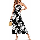 IHOT Women's Halterneck Floral Maxi Dresses Sleeveless Summer Casual Beach Vacation Dress