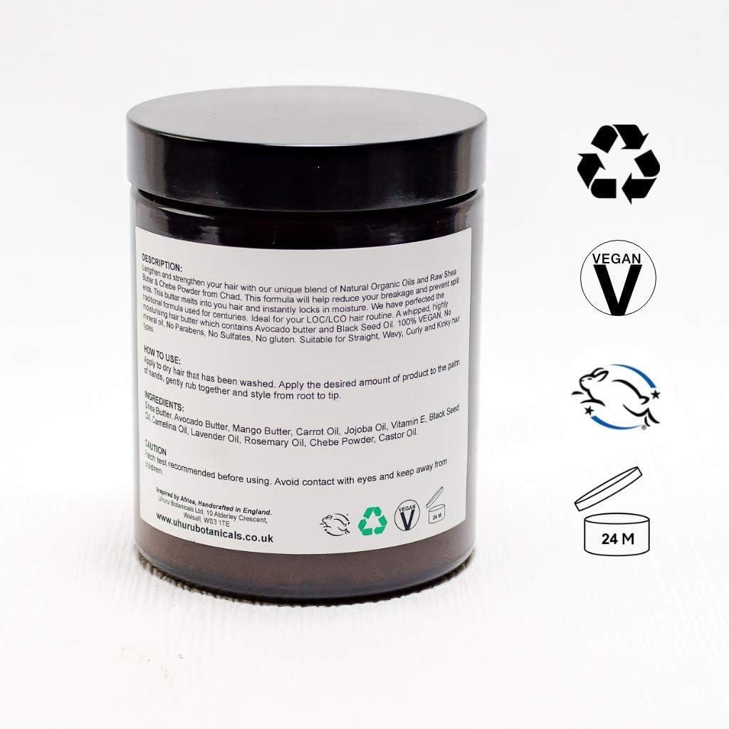 Chebe Hair Butter, 180g, Chebe powder from Chad, moisturises and strengthens your hair. Encouraging hair growth, length, volume and thickness. Repairs hairline/damaged hair, split ends, itchy scalp. - Image 3