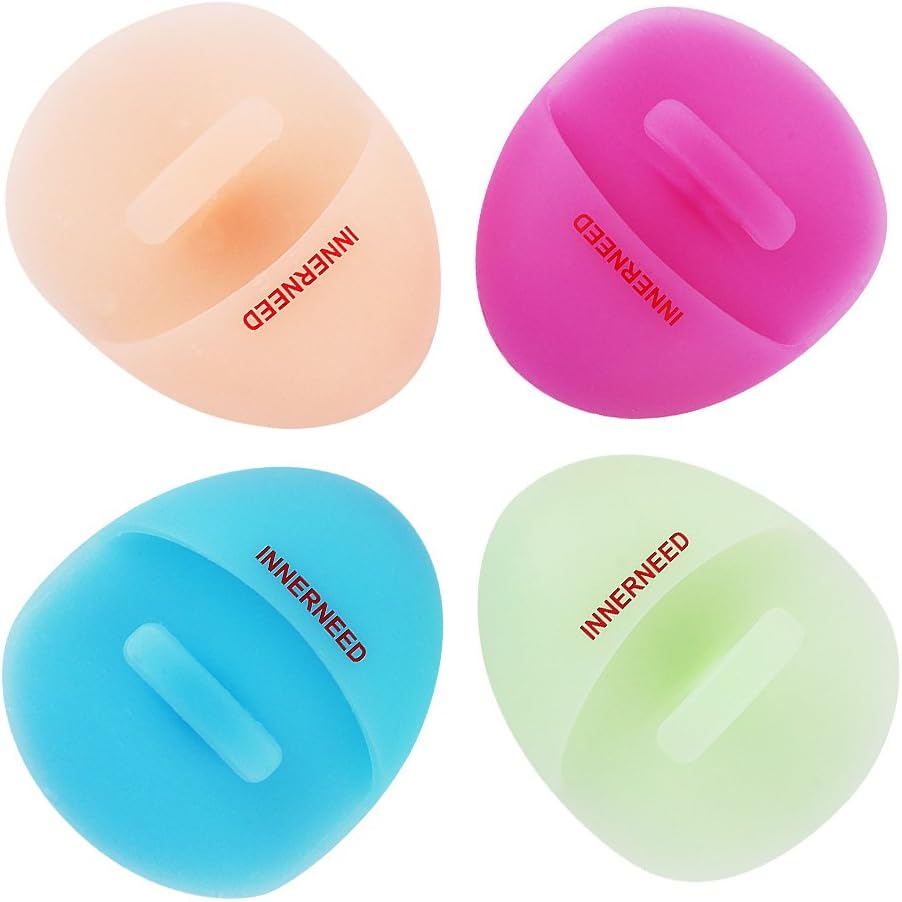 INNERNEED Soft Handheld Silicone Facial Cleansing Brush, Mild Anti-Slip Face Exfoliating and Massage Scrubber Pad