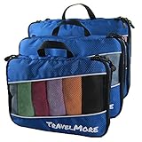 Travel Packing Cubes (Double Sided) 3 Piece Set With Clean Dirty Compartments - Luggage Organization System for Backpacks, Suitcases, Carry On Bags