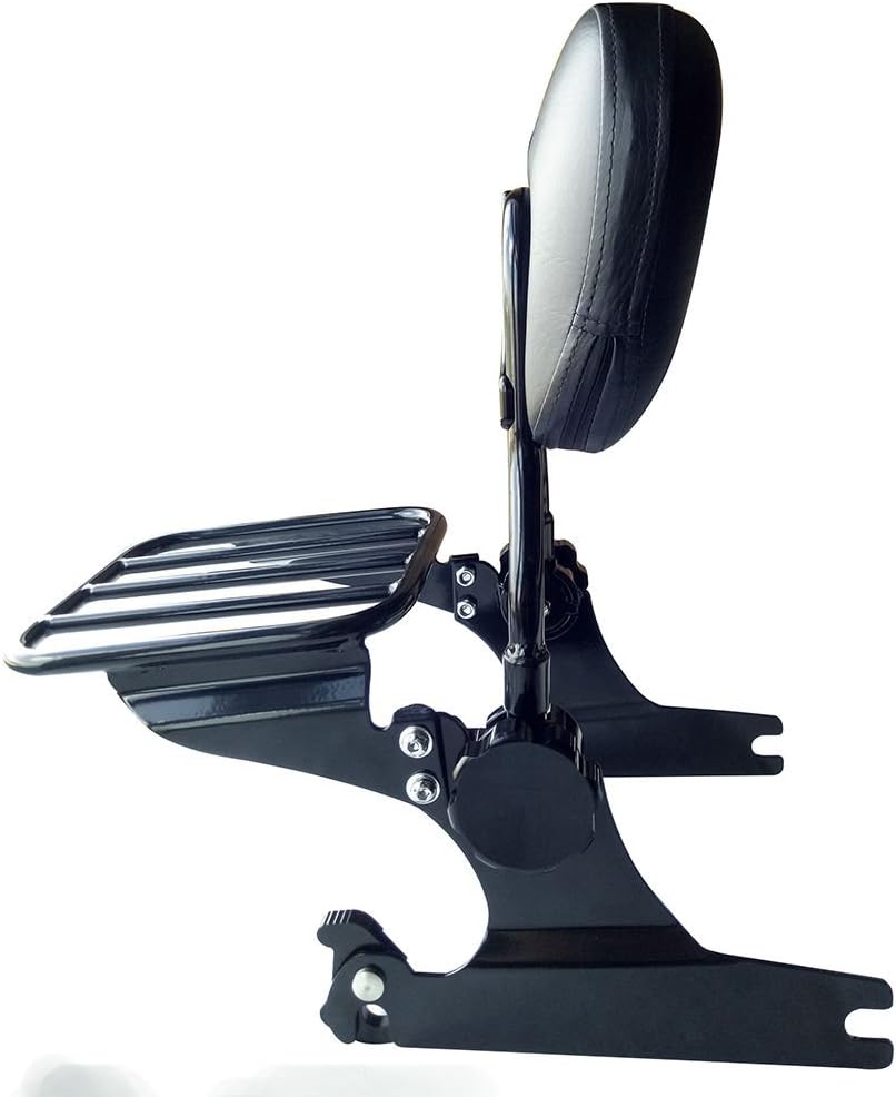 VBROS NEW Black Adjustable Passenger Backrest Sissy Bar Luggage Rack for Harley Davidson Softail Models 2000 2001 2002 2003 2004 2005 2006