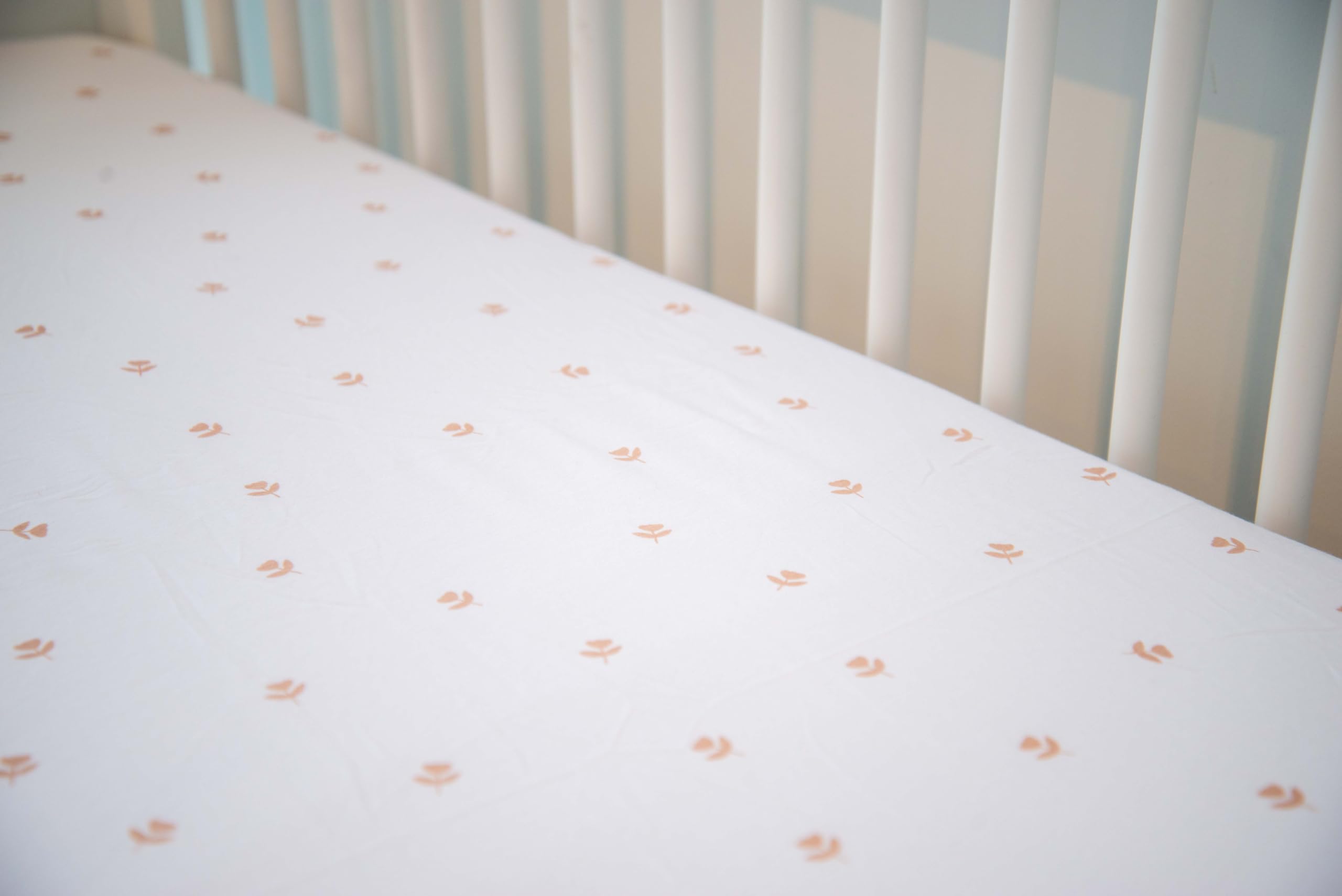 Ely’s & Co. Pack and Play Sheets, for Mini/Portable Crib, 2 Pack Fitted Playpen Play Yard Sheet Set Compatible with Graco Pack n Play, for Baby Girls, 100% Cotton, Pink Tulips and Stripes, 38”x24”x5”