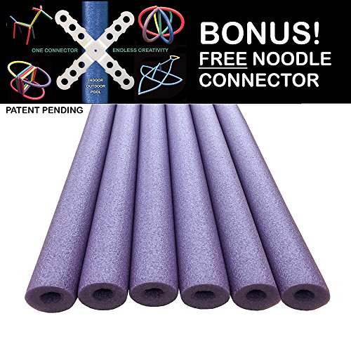 Oodles of Noodles Foam Pool Swim Noodles with Connector, 6-Pack, 52-Inch, Purple, Bulk Pack