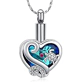 Imrsanl Sea Turtle Cremation Jewelry for Ashes Heart Urn Necklaces Keepsake Memorial Urns Pendant Jewellery for Pets/Human