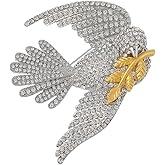 Rhinestone Bird Leaf Brooch Pin for Women Girls Unisex Fashion Crystal Flying Hummingbird Animal Brooches Lapel Pins Elegant Dress Accessories Holiday Valentine's Day Jewelry Gift