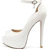 MERUMOTE Women's Platform Stiletto Heels Shoes Peep Toe Pumps 6 inch Heels for Dress Wedding Party