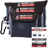 #1 PRO Microfiber Travel Towel Set of 3 by Wild Wolf Outfitters - Lightweight, Compact & Ultra Quick Drying Towels Perfect for Your Next Hiking or Camping Adventure - Sizes incl. Small, Medium, Large