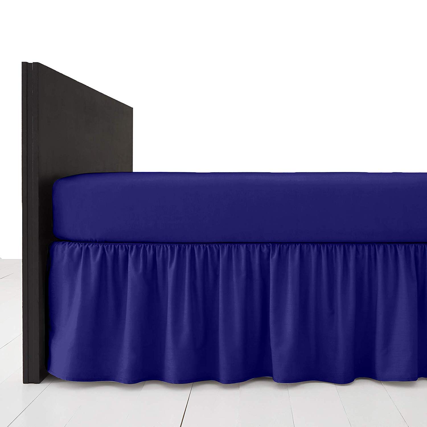 Comfy Nights Plain Dyed Polycotton Easy Care Frilled Base Valance In 19 Colors (King, Royal Blue) — image 1
