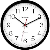 Sharp 14-Inch Battery Wall Clock, Silent Non-Ticking, Easy-Read, Black | Battery operated; Sweep movement; Large round face; Quartz accuracy; Home, kitchen, office or classroom