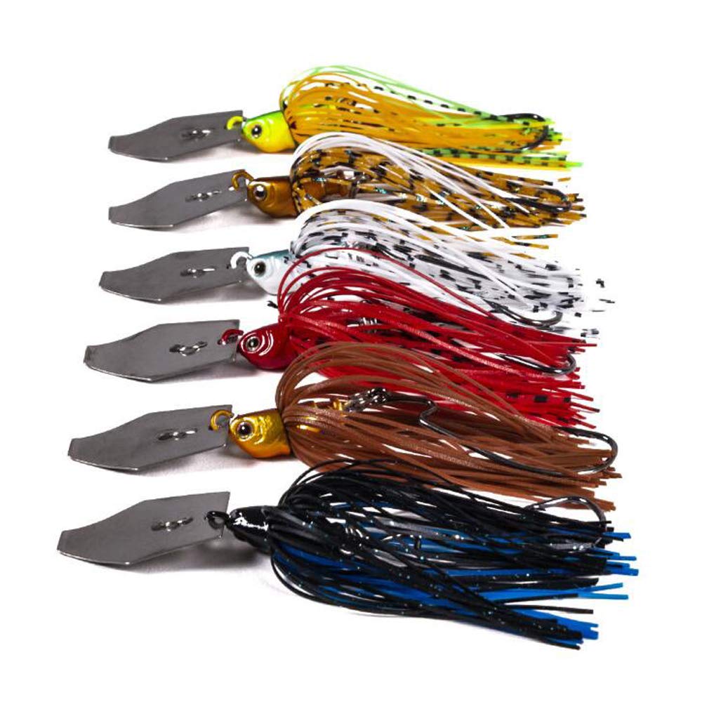 VOANZO 6 PCS Sea Fishing Jig Lures Spinner Baits Fishing Hard Spinner Baits Lures Kit Mixed Color Bait Skirt Jig Fishing Lures for Saltwater Freshwater Fishing