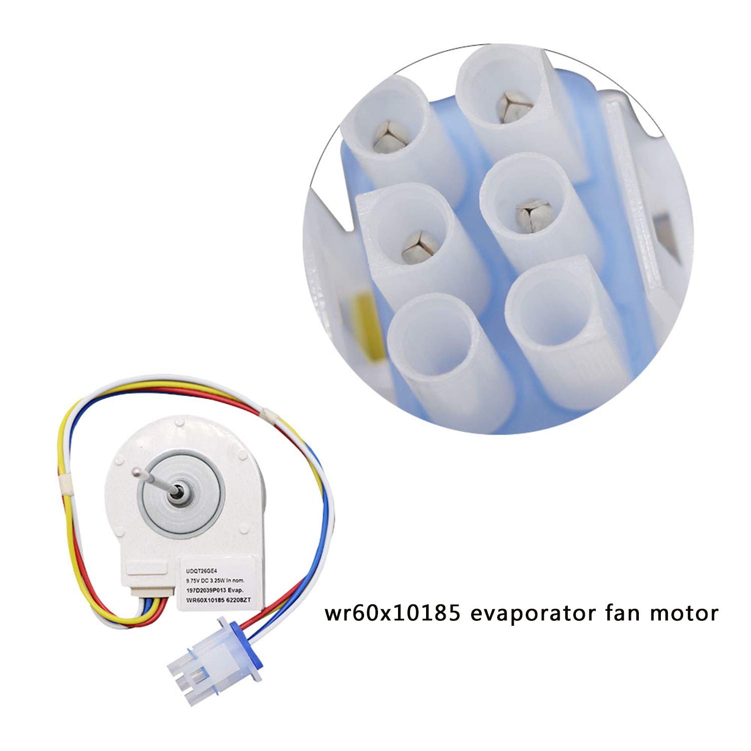 WR60X10185 Evaporator Fan Motor for General Electric Refrigerator by AMI PARTS,Replaces Part Numbers WR23X10353 WR23X10355 WR23X10364 PS1019114 AP3875639 WR60X10043 WR60X10154