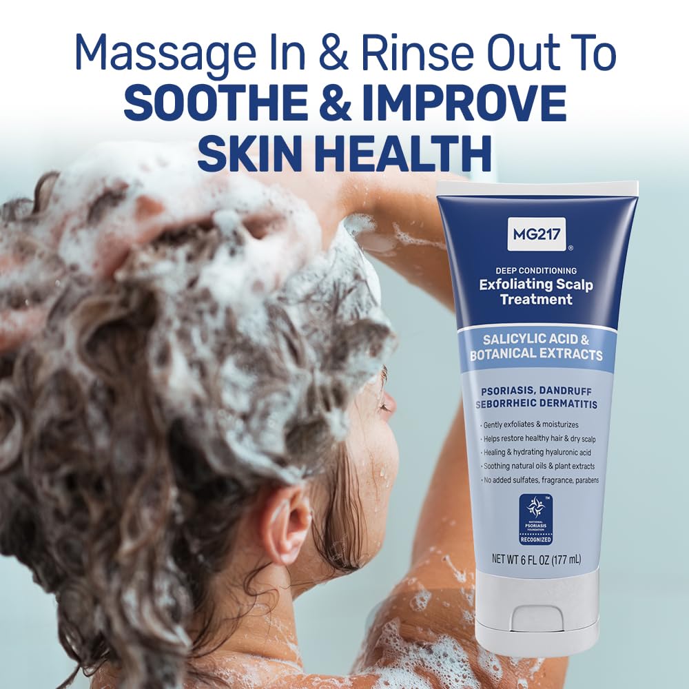 MG217 Deep Conditioning Salicylic Acid Scalp Care for Psoriasis, Exfoliating and Hydrating Formula, Sulfate-Free, Paraben-Free, Cruelty-Free, Fragrance-Free, 6 fl oz