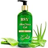BSY 100% Pure Aloe Vera Gel - 10.1 fl oz | Non-Sticky Aloe Vera Gel for Face, Hair, Skin & Sunburn Relief | Freshly Cut Aloe Vera for Moisturizing Hydrating, Soothing Skincare