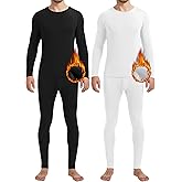 Patelai 2 Pack Men Thermals Top and Bottom Set Undergarments Lined Thermal Underwear Men Base Layer for Fall Winter