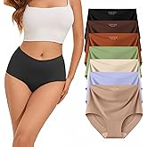 Ailongcity Womens Underwear High Waist No Show 7 Pack Panties Seamless Full Coverage Briefs Silky Stretch