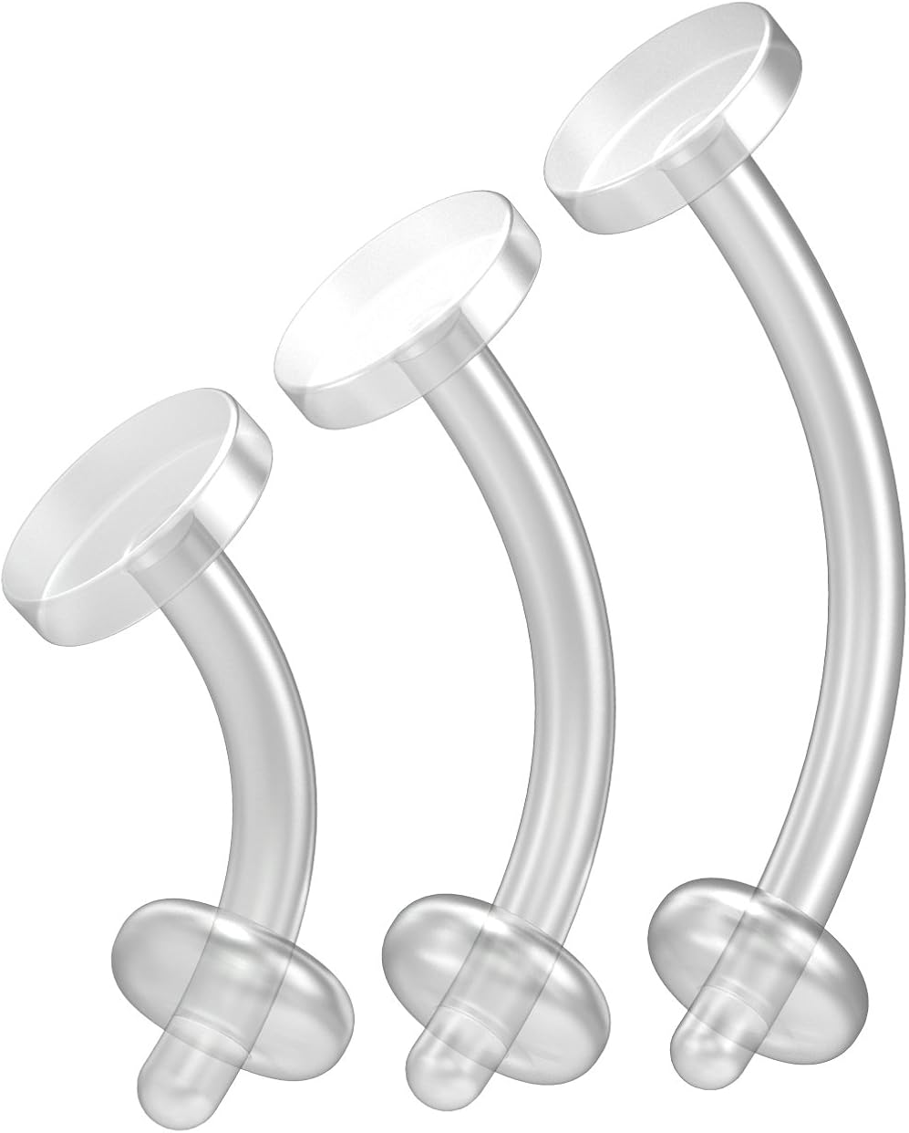 3pc 16g Bioflex Belly Button Retainers Clear Invisible