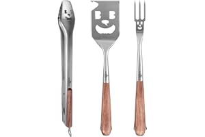 XUDAKAIXIN Luxury BBQ Accessories - BBQ Gifts Tool Set 3pc Grill Accessories with Spatula, Fork, BBQ Tongs - Grilling Cooking Gifts for Men Dad