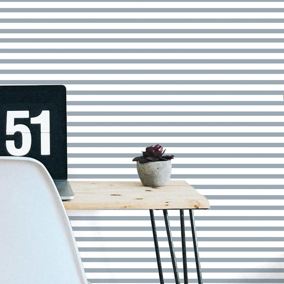 Photo 1 of Cohoo Home Striped Peel and Stick Wallpaper Boho Contact Paper for Cabinets Grey and White Stripe Contact Paper Line Modern Wallpaper for Bedroom Self-Adhesive Removable Boy Room Shelf 17.3inW 393inL