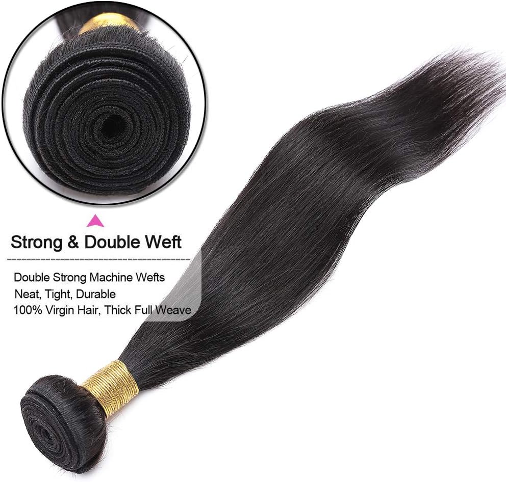 Elailite Human Hair Weave Bundles Hair Extensions Real Human Hair Straight 1 Bundle 100g - #1B Natural Black - 26 Inch - Image 3