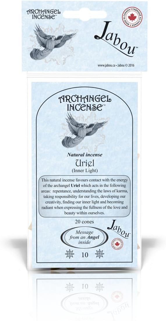 Archangel 100% Natural Incense Cones - Uriel (Inner Light) - for Meditation, Yoga, Relaxation, Magic, Healing, Prayer & Rituals - 20 Cones - Each Lasting 30+ Minutes