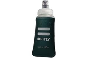 FITLY Premium Soft Flask - 5 oz (150 ml) - Shrink As You Drink Pocket Soft Water Bottle for Hydration Pack/Running Vest - Folding Water Bottle for Running, Hiking, Cycling - Ski Water Bottles - Petrol Blue